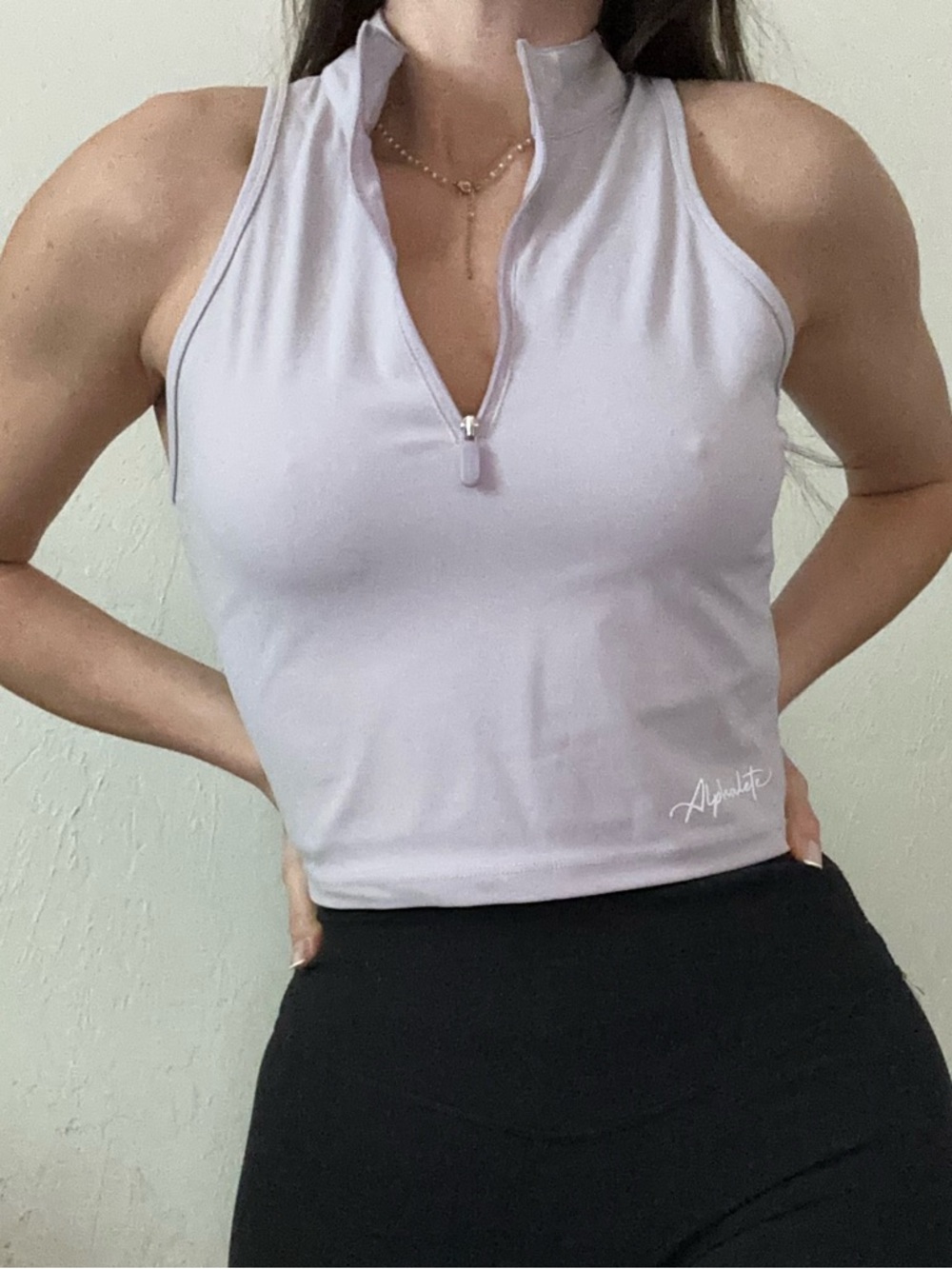 Alphalete Lavender Zip Crop Tank